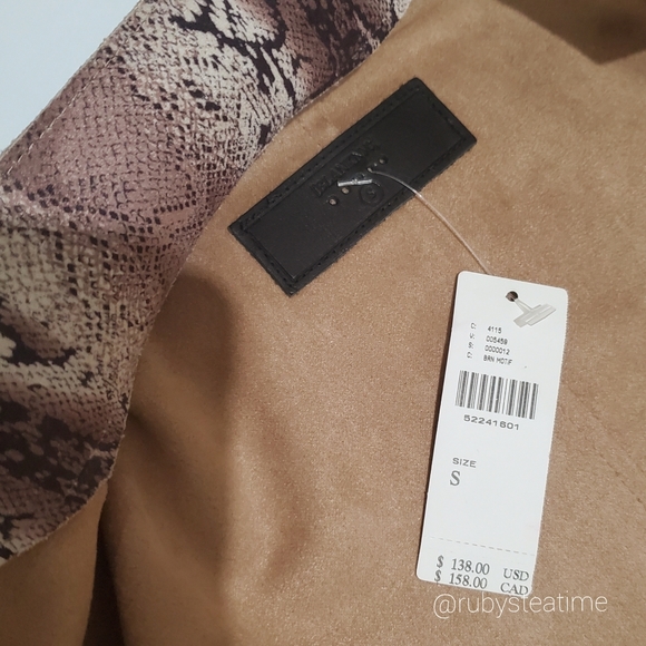 BLANK NYC /ANTHRO Renegade Snake Print Long Blazer Jacket, Vegan Faux Suede, NWT - Picture 12 of 15